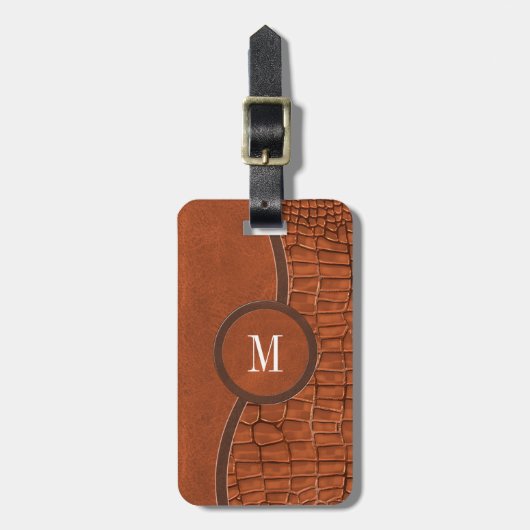 Bruin bruinvet lederen legator bagagelabel (Voorkant verticaal)