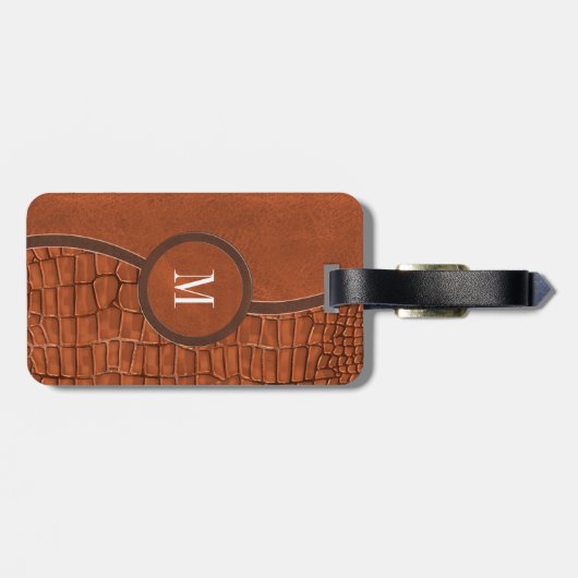 Bruin bruinvet lederen legator bagagelabel (Achterkant horizontaal)
