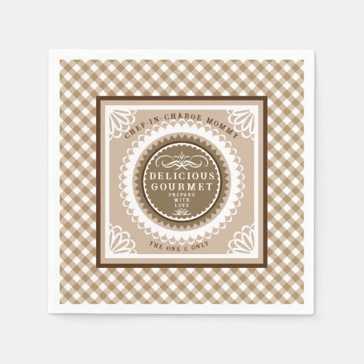 Bruin Buffalo Gingham. Servetten (Voorkant)