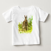Bruin Bunny Rabbit in Green Grass Baby T-Shirt