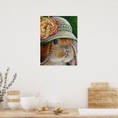 Bruin Bunny Rabbit in Spring Bonnet Art 18x24 Poster (Keuken)