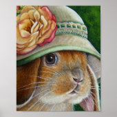 Bruin Bunny Rabbit in Spring Bonnet Art 8x10 Poster (Voorkant)