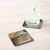 Bruin Bunny Rabbit in Spring Bonnet Waterverf Art Bier Onderzetter (Rechterzijde)