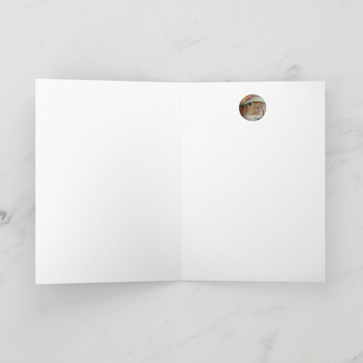 Bruin Bunny Rabbit in Spring Bonnet Waterverf Art Kaart (Binnen)