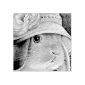 Bruin Bunny Rabbit in Spring Bonnet Waterverf Art Rubberstempel (Afrduk)