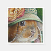 Bruin Bunny Rabbit in Spring Bonnet Waterverf Art Servet (Voorkant)