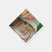 Bruin Bunny Rabbit in Spring Bonnet Waterverf Art Servet (Hoek)