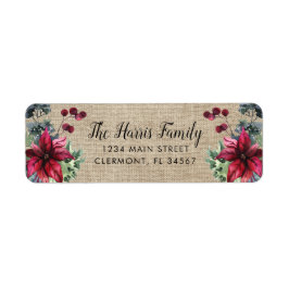 Bruin Burlap Red Poinsettia Holly berries Label