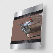 Bruin Cadillac Black, zilver Vierkante Klok (Hoek)