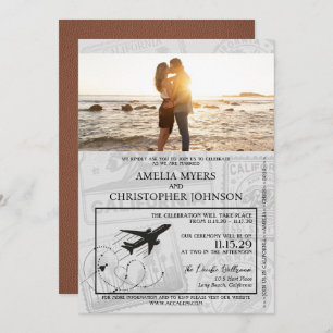 Bruin California Passport Wedding Kaart