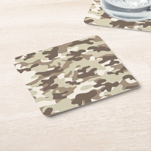 Bruin Camo-ontwerp Kartonnen Onderzetters (Schuin)