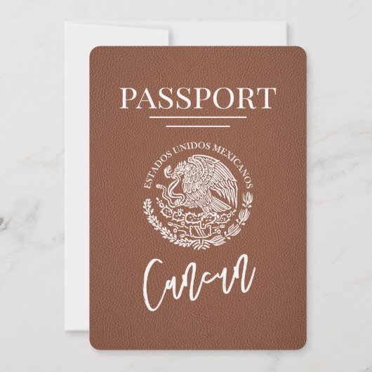 Bruin Cancun Passport bruiloft Kaart (Achterkant)