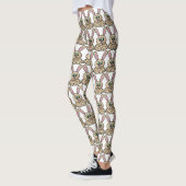 Bruin Cartoon Konijn Tekenpatroon Leggings (Links)