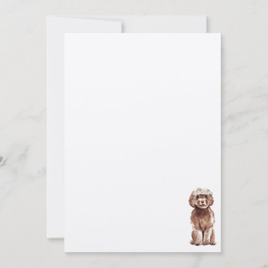 Bruin Cavapoo puppy Bruiloft Kalligrafie script Save The Date (Achterkant)