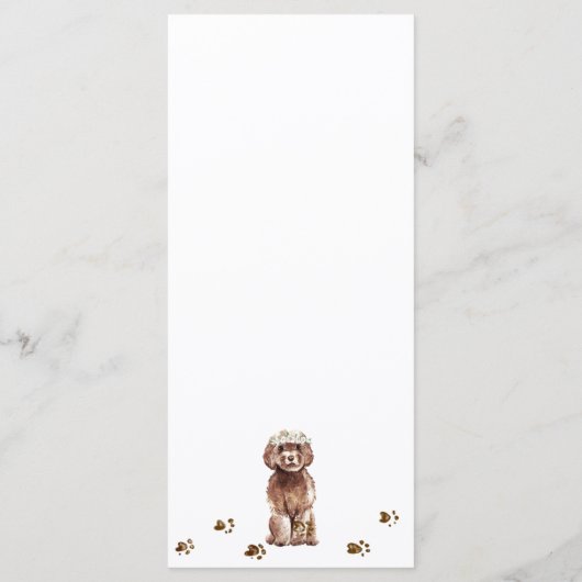 Bruin Cavapoo puppy hond bruiloft Menu (Achterkant)