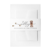 Bruin Cavapoo puppy Hond Eigenaar Bruiloft Kalligr Uitnodigingen Wikkel (Voorkant Voorbeeld)