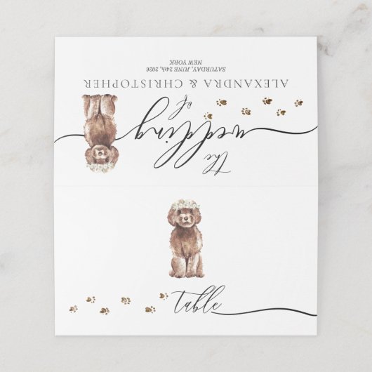 Bruin Cavapoo puppy Hond Eigenaar Trouwscript Tafe Plaatskaartje (Buitenkant ongevouwen)