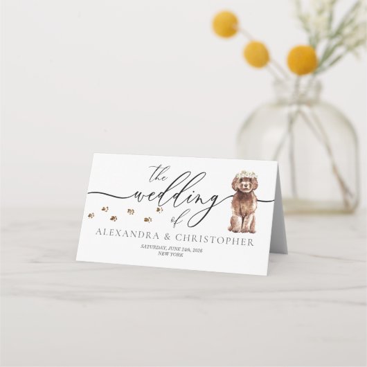 Bruin Cavapoo puppy Hond Eigenaar Trouwscript Tafe Plaatskaartje (Achterkant)