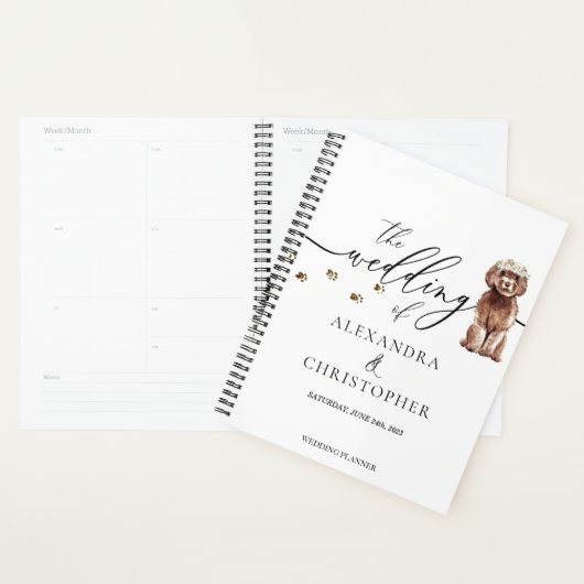 Bruin Cavapoo puppy Hond Liefde Bruiloft Planner (Display)