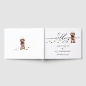 Bruin Cavapoo puppy huisdier Bruiloft Kalligrafie Gastenboek (Volledig)
