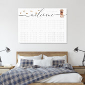 Bruin Cavapoo puppy Welkom Zittafel Nummers Canvas Afdruk (Insitu (Slaapkamer))