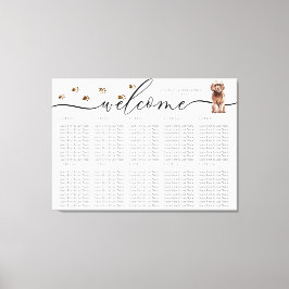 Bruin Cavapoo puppy Welkom Zittafel Nummers Canvas Afdruk