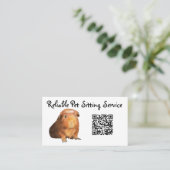 Bruin cavia foto & QR Code Pet Care Visitekaartje (Staand voorkant)