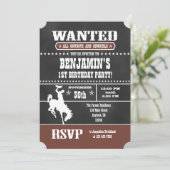 Bruin Chalkboard Cowboy Birthday Uitnodiging (Staand voorkant)