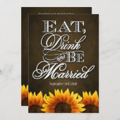 Bruin Chalkboard - Zonnebloempjes Kaart (Voorkant / Achterkant)