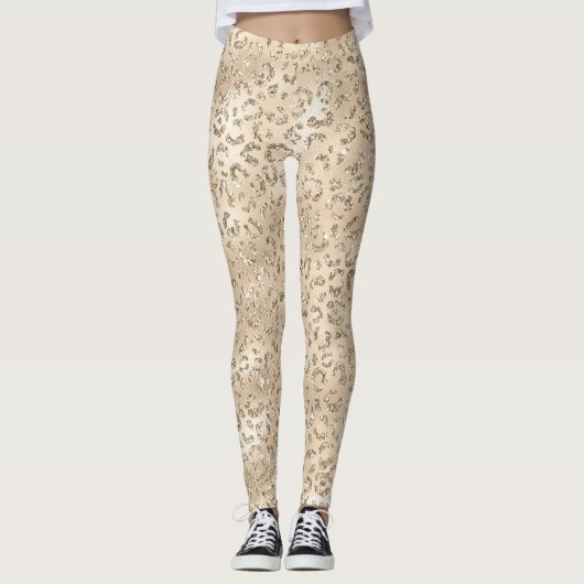 Bruin Cheetah Leopard Skin Print Pattern Leggings (Voorkant)