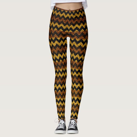 Bruin Chevron Modern Leder Leggings (Voorkant)