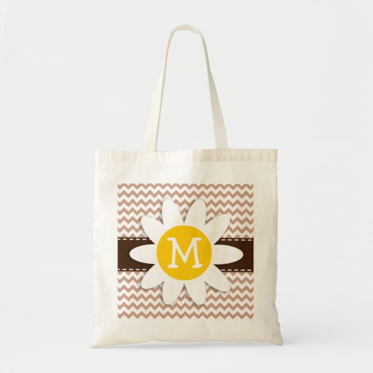 Bruin Chevron Pattern; Daisy Tote Bag (Voorkant)