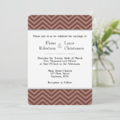 Bruin Chevron Wedding Invitations Kaart (Staand voorkant)