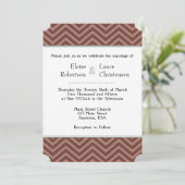 Bruin Chevron Wedding Invitations Kaart (Staand voorkant)