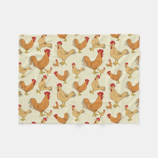Bruin Chicken Design Patroon Fleece Deken (Voorkant (Horizontaal))