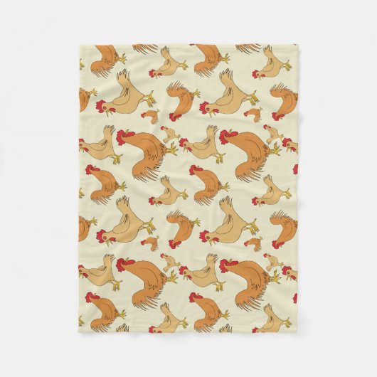 Bruin Chicken Design Patroon Fleece Deken (Voorkant)
