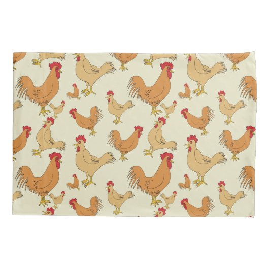 Bruin Chicken Design Patroon Kussensloop (Achterkant)