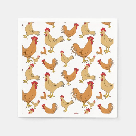 Bruin Chicken Design Patroon Servet (Voorkant)