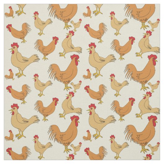 Bruin Chicken Design Patroon Stof (Swatch)