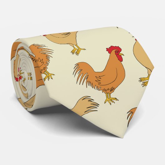 Bruin Chicken Design Patroon Stropdas (Opgerold)