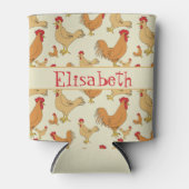 Bruin Chicken Design Personaliseert Blikjeskoeler (Voorkant)