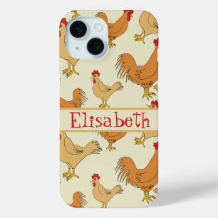 Bruin Chicken Design Personaliseert iPhone 15 Case