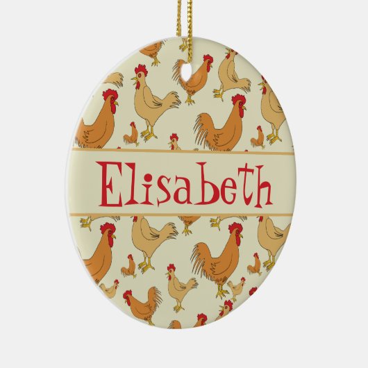 Bruin Chicken Design Personaliseert Keramisch Ornament (Rechts)