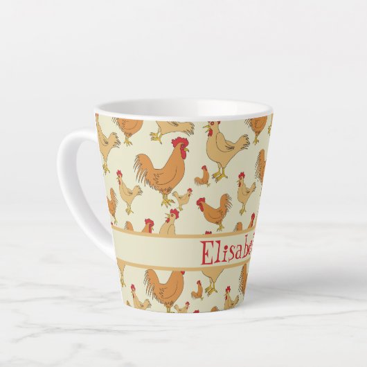 Bruin Chicken Design Personaliseert Latte Mok (Linkerhoek)