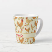 Bruin Chicken Design Personaliseert Latte Mok (Rechterhoek)