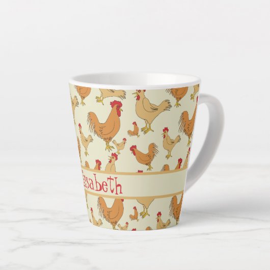 Bruin Chicken Design Personaliseert Latte Mok (Rechterhoek)