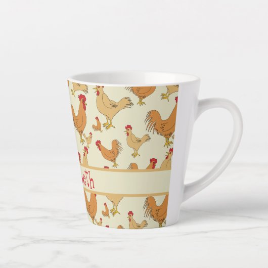 Bruin Chicken Design Personaliseert Latte Mok (Rechts)