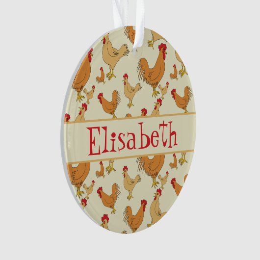 Bruin Chicken Design Personaliseert Ornament (voorkant)