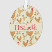 Bruin Chicken Design Personaliseert Ornament (voorkant)