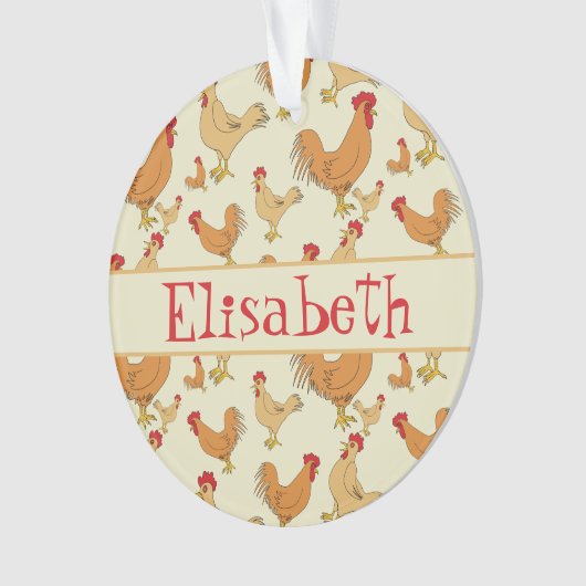 Bruin Chicken Design Personaliseert Ornament (voorkant)
